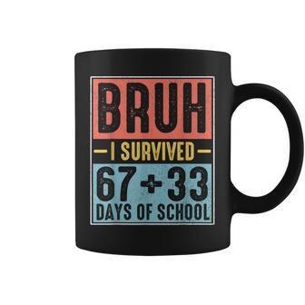 Bruh I Survived 67 33 Days Of School Boy Six Seven 100Th Day Coffee Mug | Seseable UK