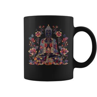 Buddha Floral Vintage Flower Yoga Buddhism Yogi Buddhist Coffee Mug - Thegiftio UK
