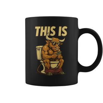 This Is Bull Is Sitting On A Toilet Vintage Bull Coffee Mug - Thegiftio UK