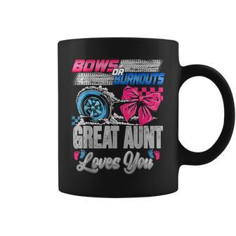 Burnouts Or Bows Great Aunt Loves You Gender Reveal Party Coffee Mug - Monsterry