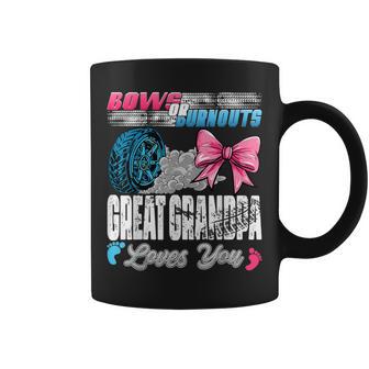 Burnouts Or Bows Great Grandpa Loves You Gender Reveal Party Coffee Mug - Monsterry