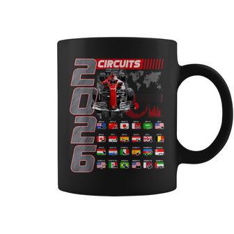 Calendario De Coches De Carreras Calendario De Circuitos 2026 Lugares Taza de café - Regaloses