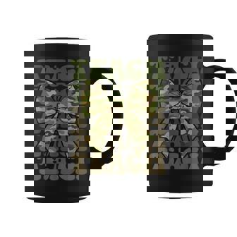 Camo Teach Coquette Bow Retro Groovy Camouflage Teacher Coffee Mug | Seseable FR
