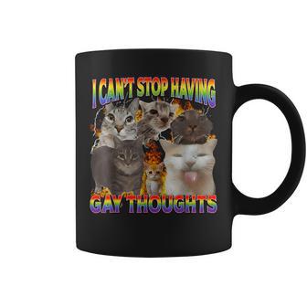 Can't Stop Having Gay Thoughts Cat Meme Bootleg Coffee Mug - Thegiftio UK