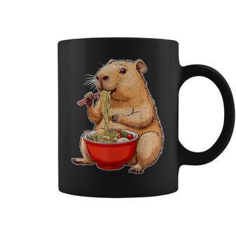 Capybara Capibara Ramen Japanese Noodles -Adult Black Small Short Sleeve Cartoon People Graphic Ideas Coffee Mug | Mazezy