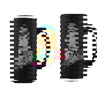 Capybara Riding Train Cute Kawaii Cartoon Rail Adventure コーヒーマグ - Kawaiitshirt