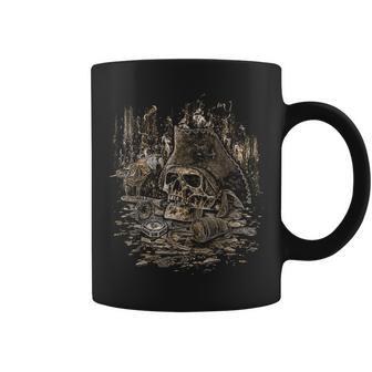 Caribe Macaw Brújula Con Calavera Pirata Taza de café - Regaloses