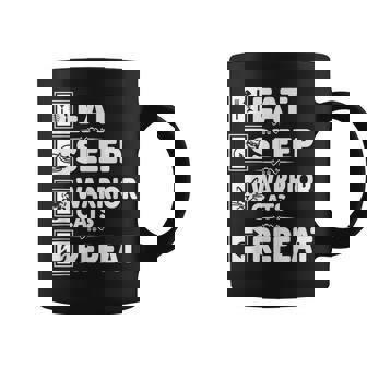 Cat & Cats Lover Eat Sleep Warrior Cat Repeat Cat Coffee Mug | Seseable CA