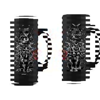 Cat Dia De Los Muertos Black Cat Halloween Grumpy Black Cat Coffee Mug | Mazezy