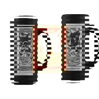 Cat Eating Ramen Noodle Anime Retro Japanese Coffee Mug | Mazezy