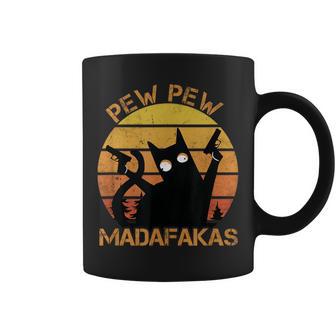 Cat Pew Pew Madafakasintage Crazy Cat Lustige Katze Taza de café - Regaloses