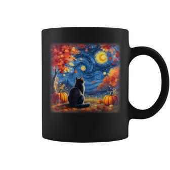 Cat Starry Night Van Gogh Cat Lover Thanksgiving Fall Autumn Coffee Mug - Thegiftio