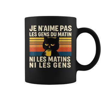 Chat Qui N'aime Pas Les Gens Humour Drole Chaton Boit Cafe Tasse - Cadeauxyz