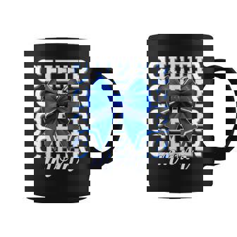 Cheer Mom Blue Bow Cheerleader Competition Game Day Coffee Mug - Thegiftio