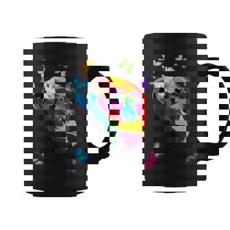 Chimpancé Monkey Colorido Chimpancé Flores Mariposas Taza de café - Regaloses