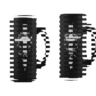Christian Cross Punk Art Style Crown Of Thorns Jesus Christ Coffee Mug | Mazezy