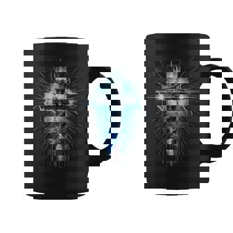 Christian Cross Punk Art Style Distressed Crown Of Thorns Coffee Mug | Mazezy