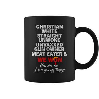 Christian White Straight Unwoke Unvaxxed Gun Owner We Won Coffee Mug - Monsterry