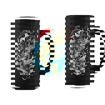 Christmas Bass Fishing Lights Xmas Santa Hat Fish Coffee Mug | Seseable CA