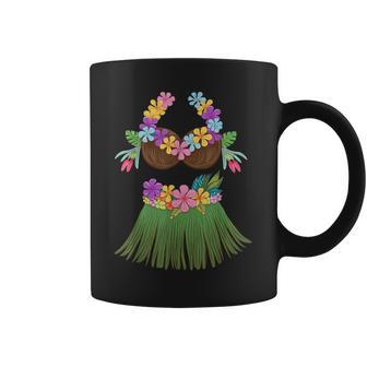 Coconut Bra Lei Flowers Grass Skirt Hula Party Halloween Coffee Mug - Monsterry