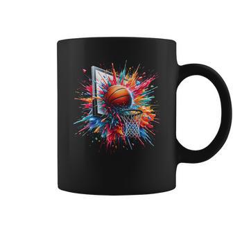 Colorful Basketball Tie Dye Color Splash Hoop Net Dunk Coffee Mug - Thegiftio