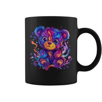Colorful Vibrant Rainbow Teddy Bear Coffee Mug - Monsterry