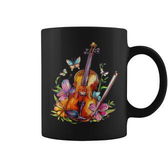 Colorful Violin With Flowers I Violin Coffee Mug - Thegiftio UK