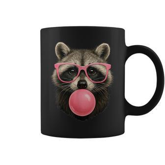 Cool Raccoon Face Eating Gum And Makes A Bubble Cute Raccoon Coffee Mug - Seseable