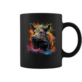 Cool Wild Boar On Colorful Painted Wild Boar Feral Hog Coffee Mug | Mazezy