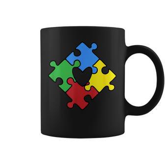 Corazón Puzzle Autismo Apoyo Diseño Especial Educaciónímbolo Taza de café - Regaloses