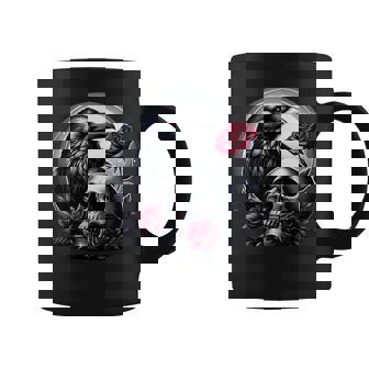 Crow Skull Bird Skull Raven Gloomy Gothic Roses Coffee Mug | Mazezy