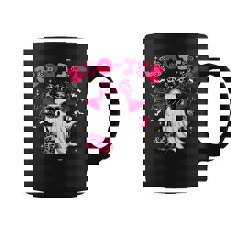 Cute Boo Jee Ghost Halloween Pink Leopard Bow Ghost Coffee Mug | Mazezy