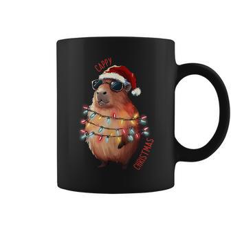 Cute Capybara Christmas Lights With Sunglass Animal Lover Coffee Mug | Mazezy