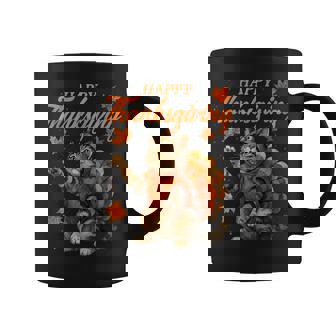 Cute Cat Turkey Happy Thanksgiving Fall Meow Cat Lover Coffee Mug - Monsterry