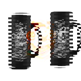 Cute Ghost Reading Book Lovers Autumn Fall Halloween Ghost Coffee Mug - Seseable