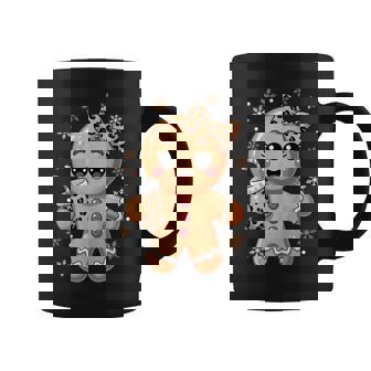 Cute Gingerbread Leopard Coquette Bow Christmas Gingerbread Coffee Mug | Seseable UK