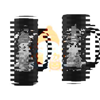 Cute Halloween Ghost Drink Pumpkin Spice Beanie Girl Women Coffee Mug - Seseable