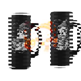 Cute Halloween Ghost Drinking Ice Coffee Halloween Women Coffee Mug - Seseable