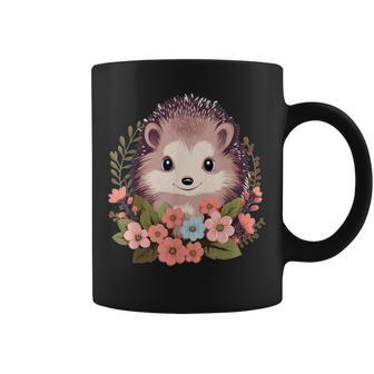Cute Hedgehog With Flowers I Hedgehog Coffee Mug - Thegiftio UK
