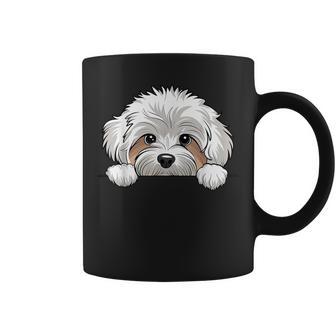 Cute Maltipoo Peeking Pocket Puppy Dog Lover Coffee Mug | Mazezy