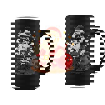 Cute Santa Claus With Sunglasses Playing Bowling Christmas Coffee Mug | Seseable UK