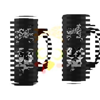 Cute Thanksgiving Turkey Face Leopard Glasses Girls Coffee Mug - Seseable