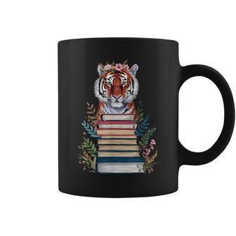 Cute Tiger With Book Floral Bookworm Librarian Book Lover Coffee Mug - Thegiftio UK