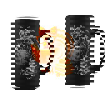 Cute Turkey Reading Book Lovers Bow Thanksgiving Womens Coffee Mug - Thegiftio