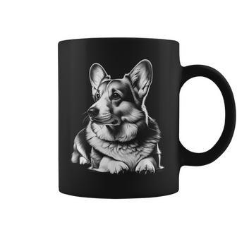 Cute Welsh Corgi Drawing Style In Lying Pose Coffee Mug - Thegiftio UK