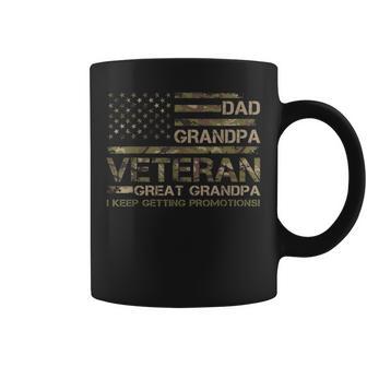 Dad Grandpa Veteran Great Grandpa Father's Day Usa Flag Coffee Mug - Monsterry