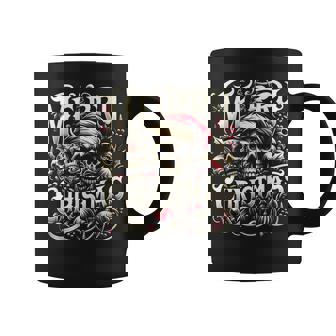 De Navidad Con Calavera Gótica Feliz Navidad Oscuro Holiday Taza de café - Regaloses