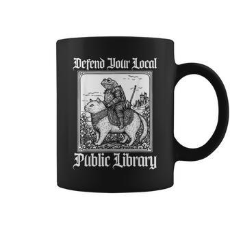 Defend Your Local Public Library Knight Riding Cat Coffee Mug - Thegiftio UK