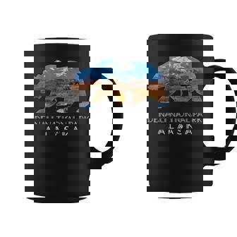 Denali National Park Alaska Bear Scene With Mountain Moose Coffee Mug | Seseable CA