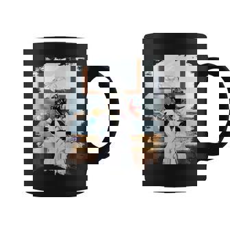 Dinosaurio T-Rex Cepillado De Dientes En El Baño Divertido Taza de café - Regaloses